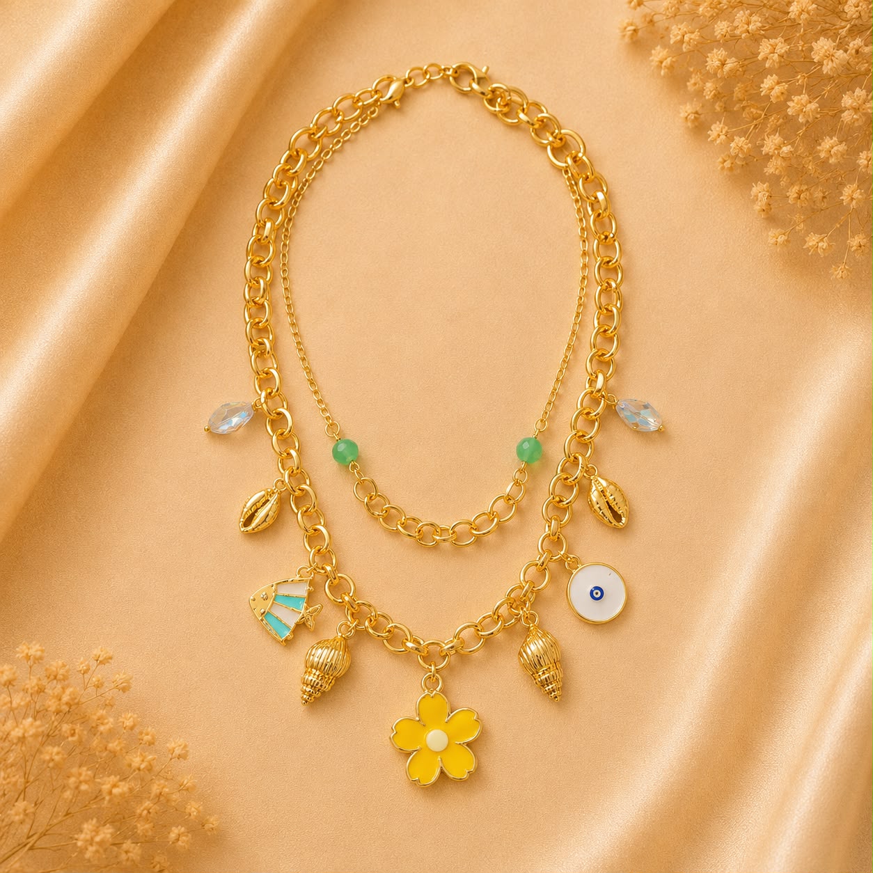 Product Name: Golden Multicharm Layered Necklace