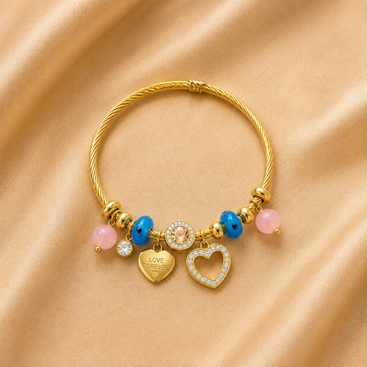 Love Forever Blue & Pink Charm Bracelet