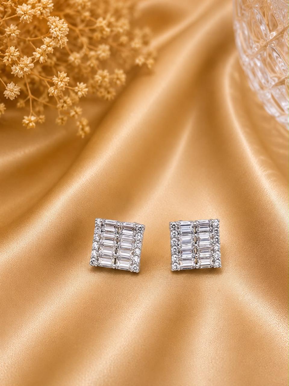 Baguette Crystal Square Stud Earrings