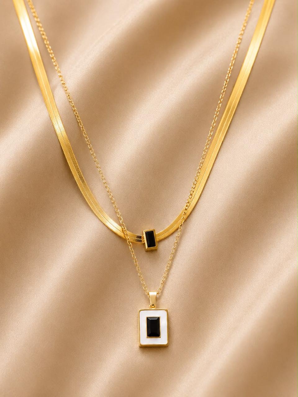 Product Details – Black Stone Layered Necklace