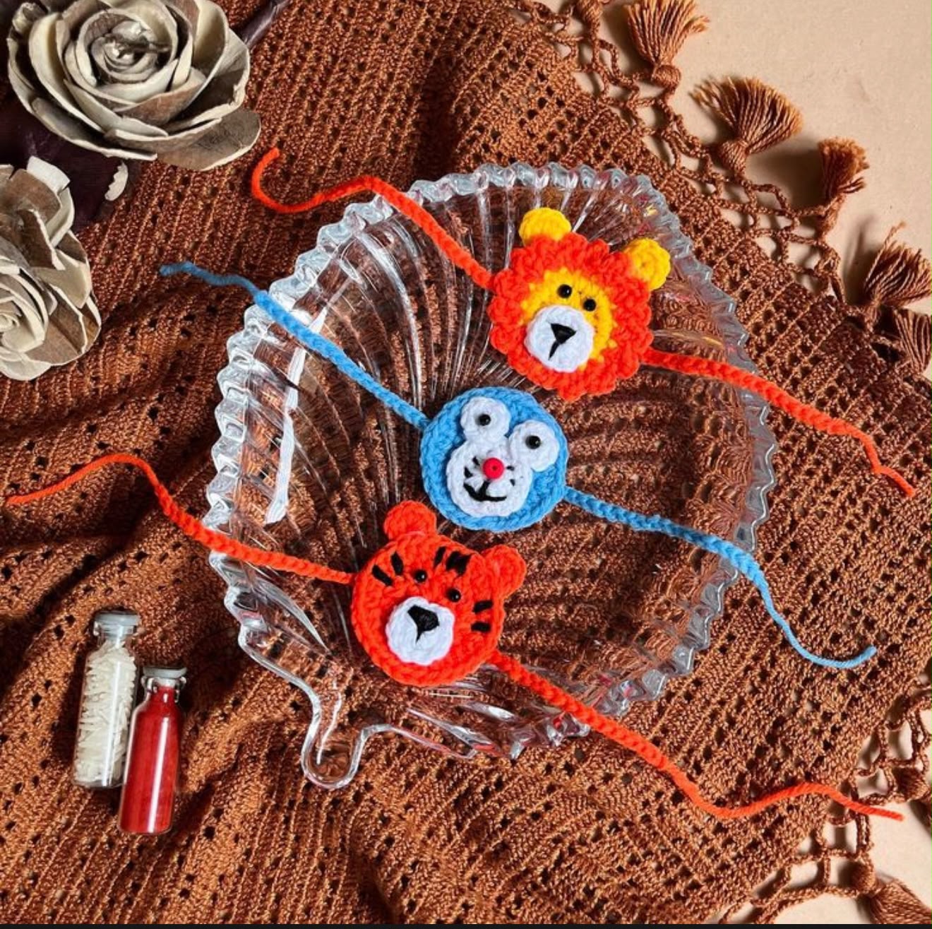Product Name: Handmade Crochet Animal Rakhi Set of 3