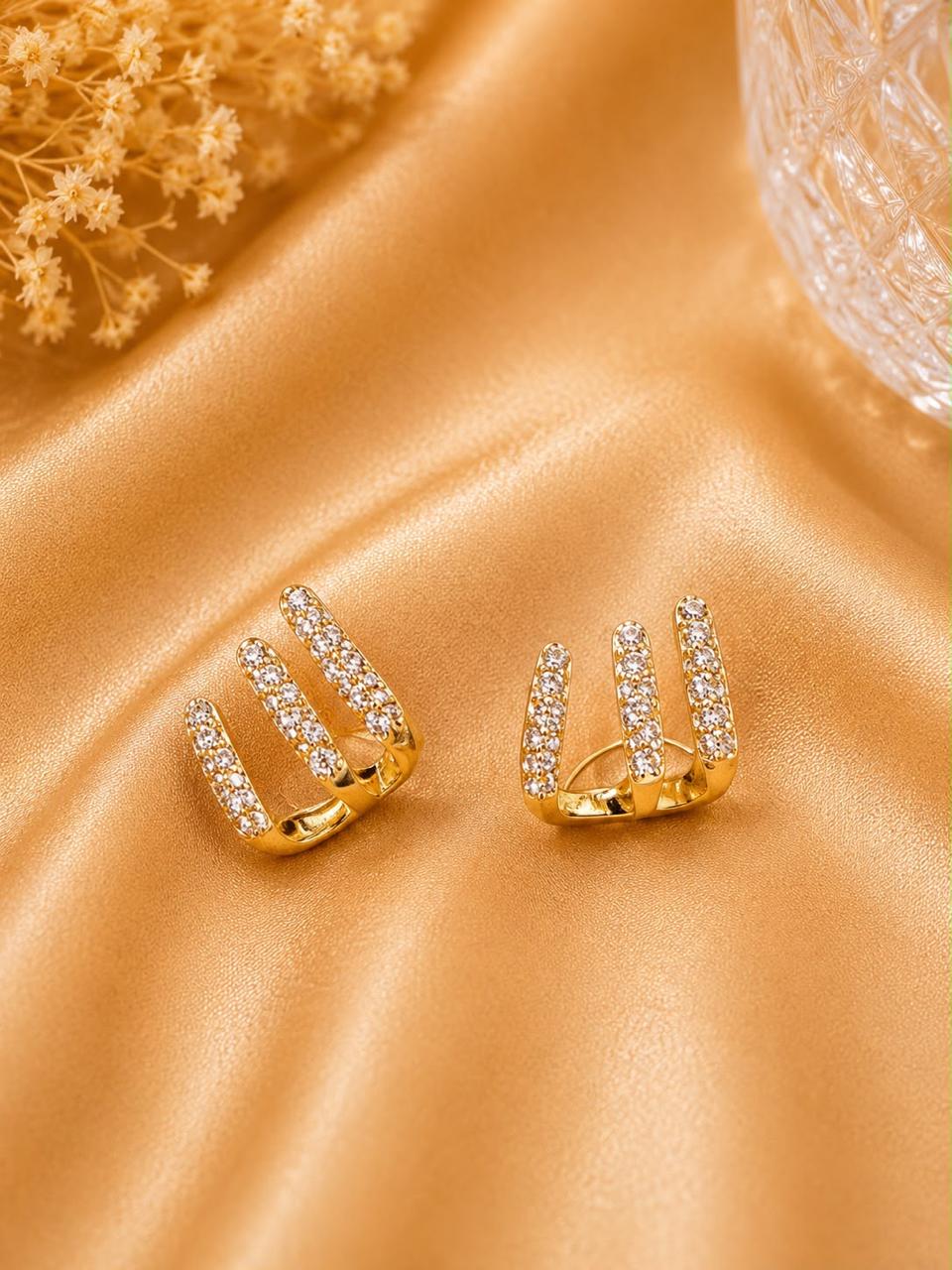 Triple Bar Crystal Hoop Earrings