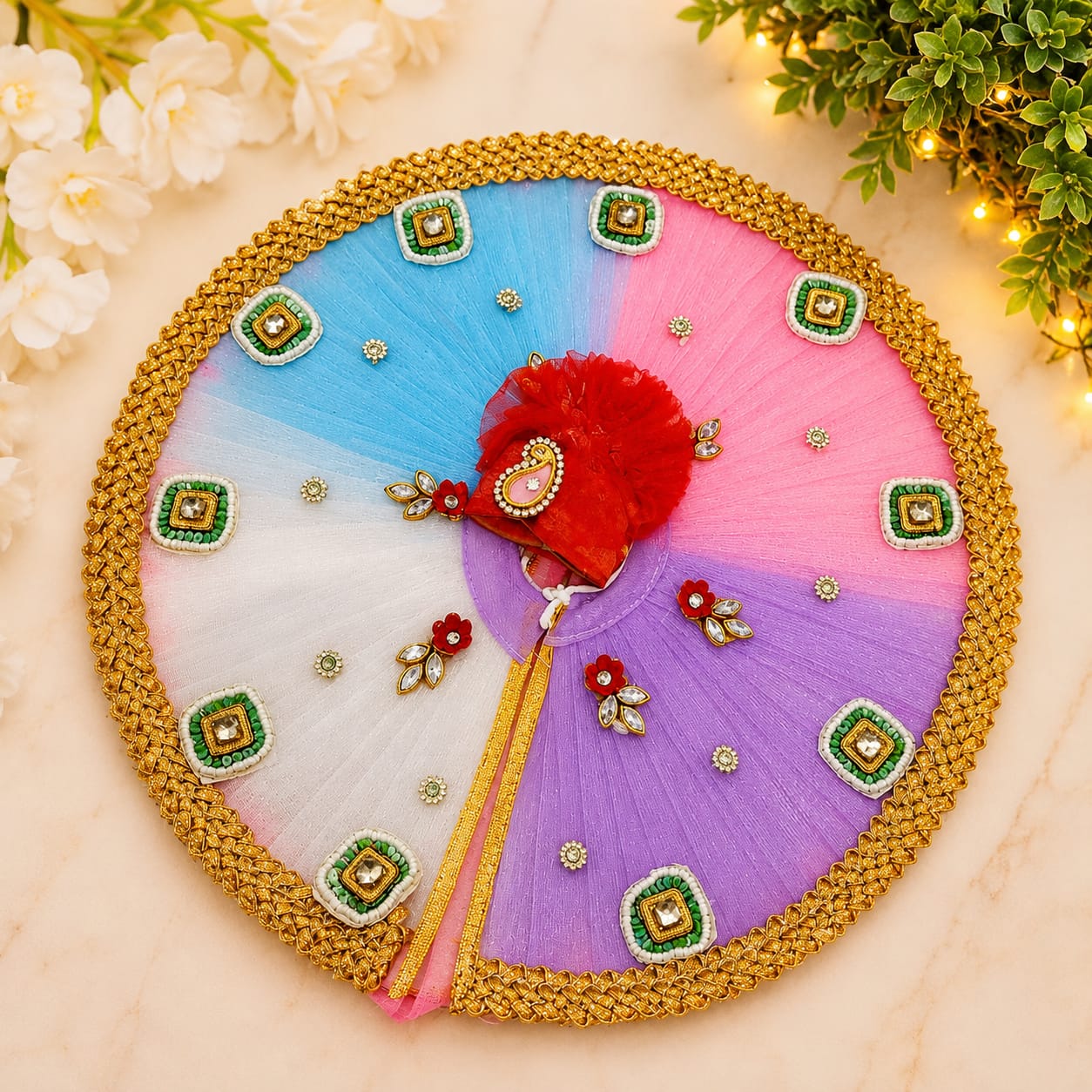 Product Name: Pastel Multicolor Designer Laddu Gopal Poshak