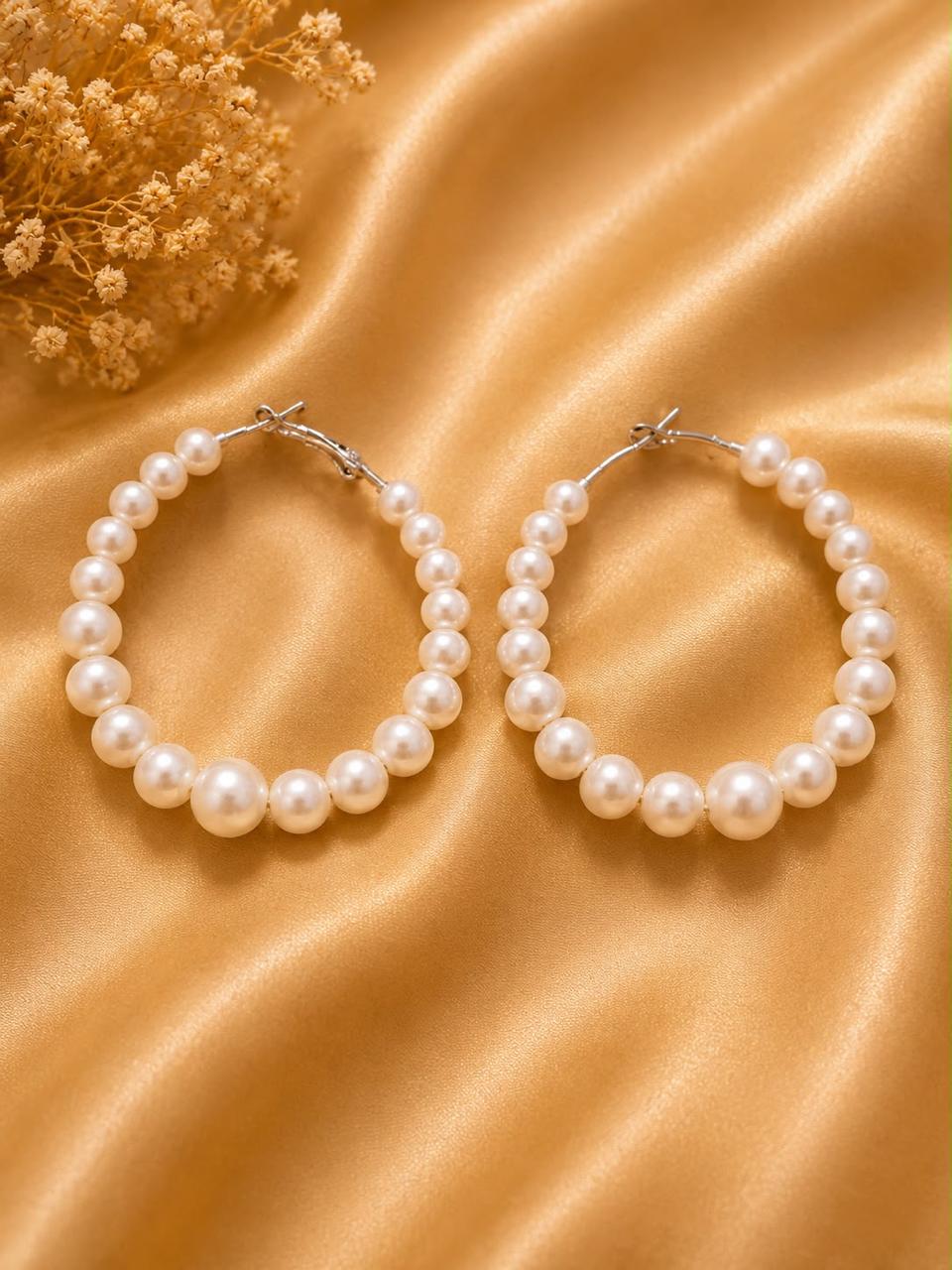 Product Name: Pearl Beaded Hoop Earrings