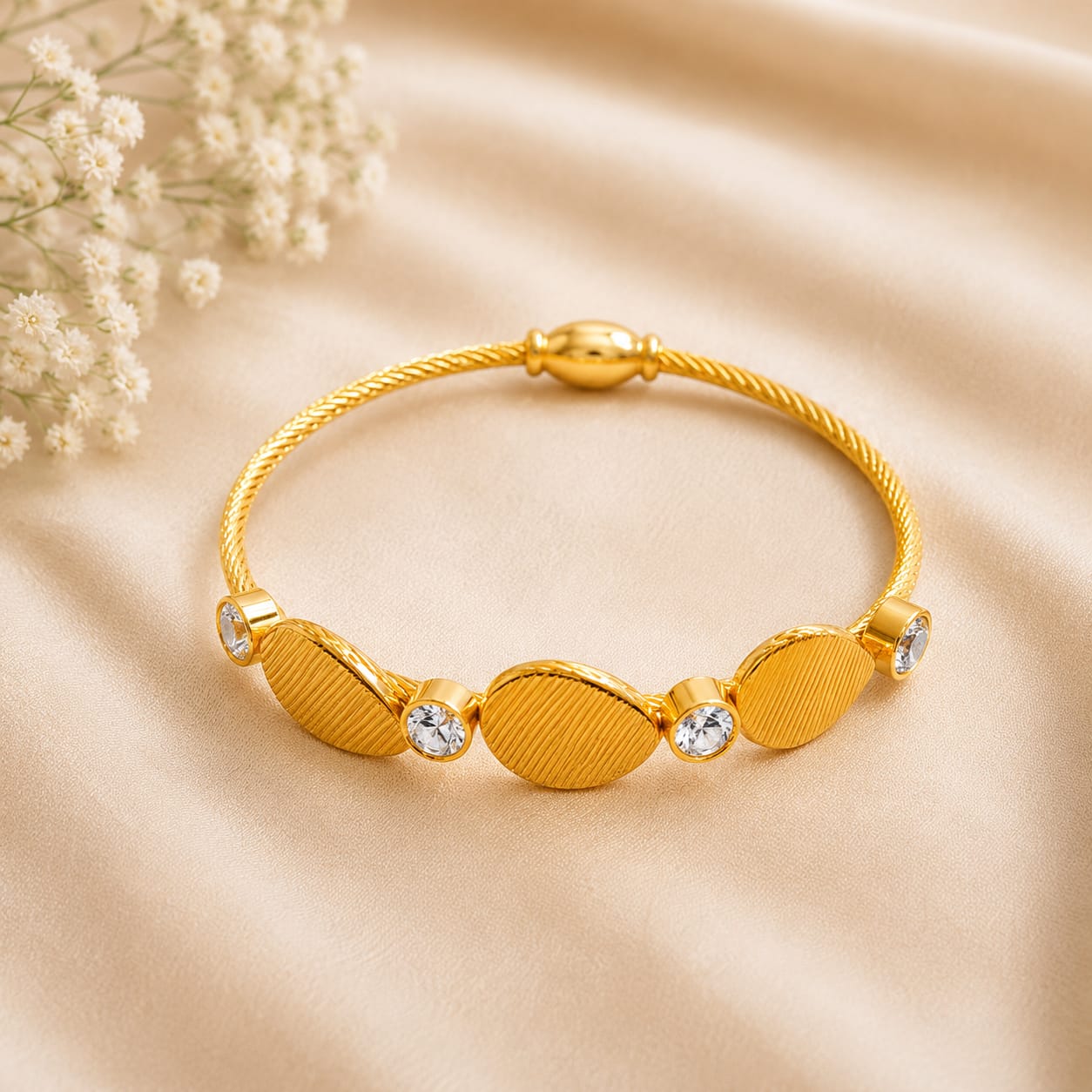 Product Name: Golden Oval Crystal Elegance Bracelet