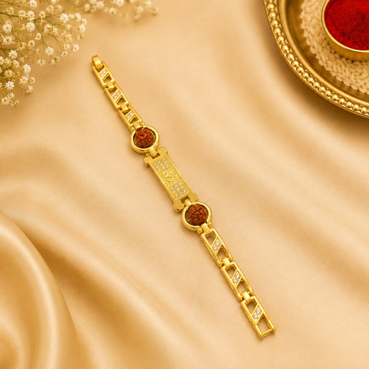 Premium Om Rudraksha Bracelet for Brother