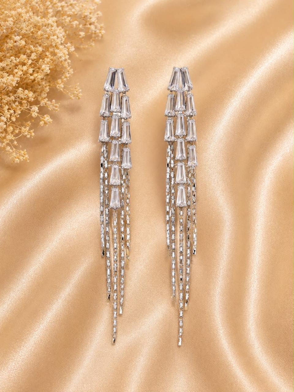 Product Name: Crystal Cascade Long Drop Earrings