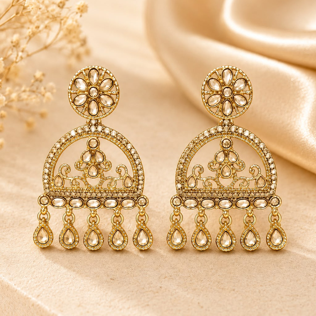 Traditional Kundan Chandbali Earrings