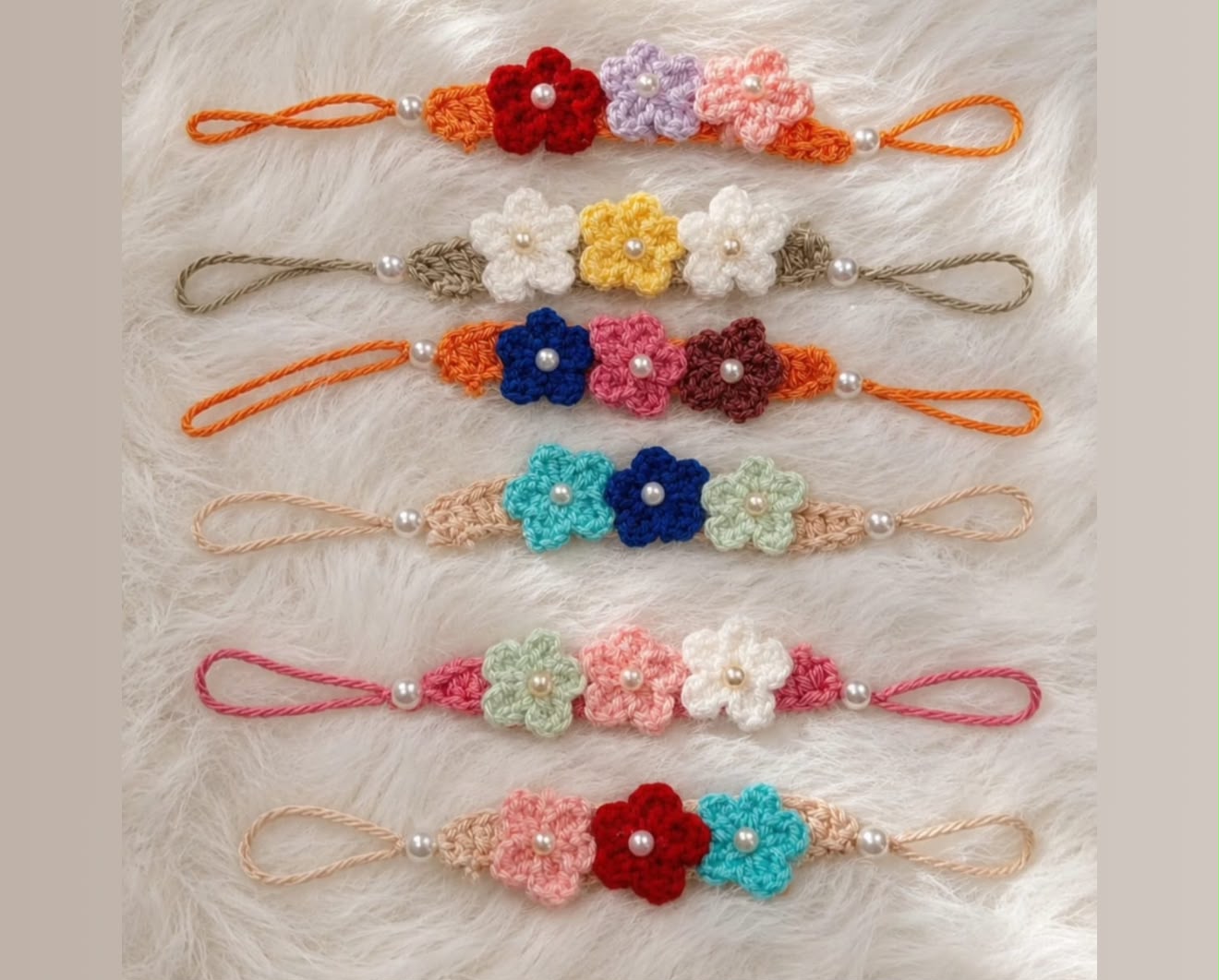 Product Name: Handmade Crochet Floral Pearl Rakhi