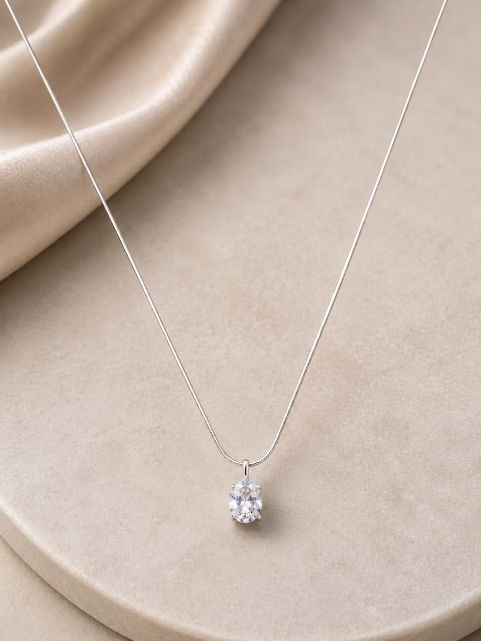 Product Details – Solitaire Oval Pendant Necklace