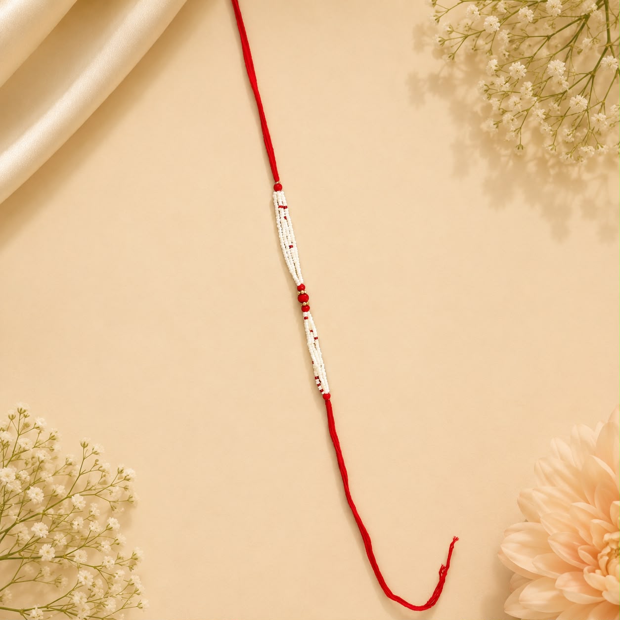 Classic White Beaded Rakhi