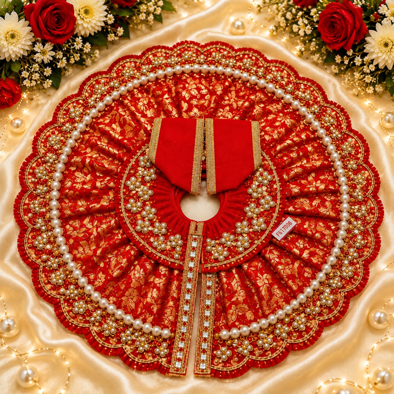 Royal Red Pearl & Zari Embellished Laddu Gopal Poshak