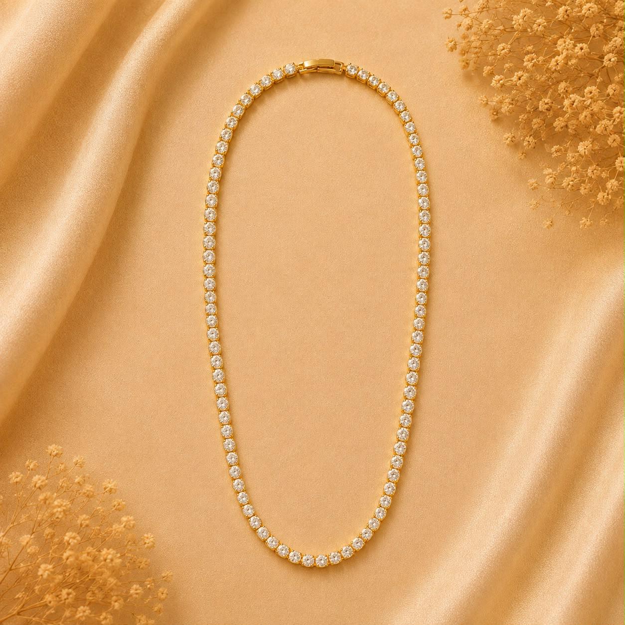 Product Name: Gold-Tone Crystal Tennis Necklace