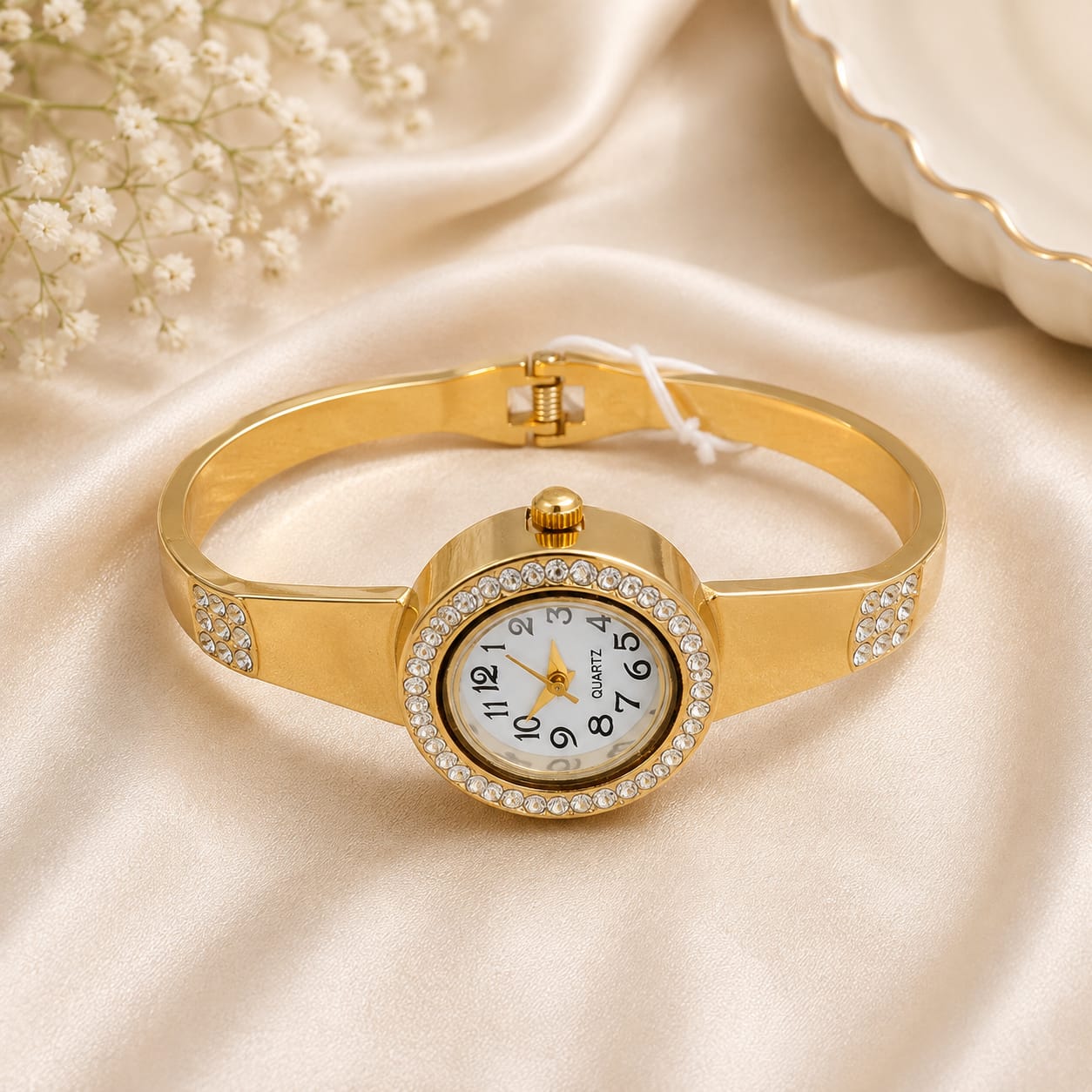 Luxury Gold Crystal Bangle Watch for Women