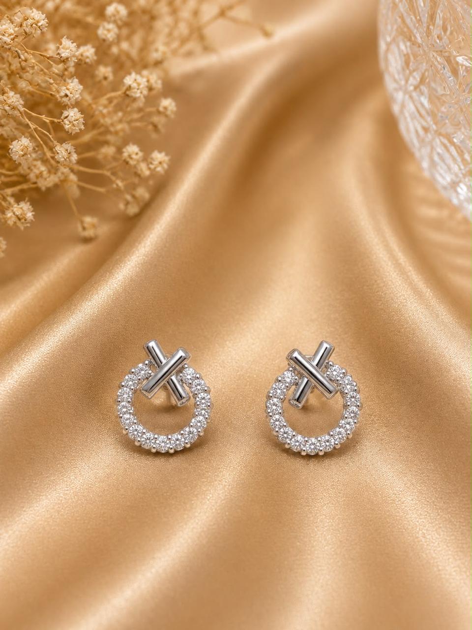 Product Name: Crystal Circle Cross Stud Earrings