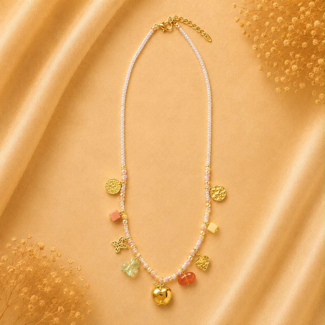 multicolor Necklace, floral crystal NECKLACE