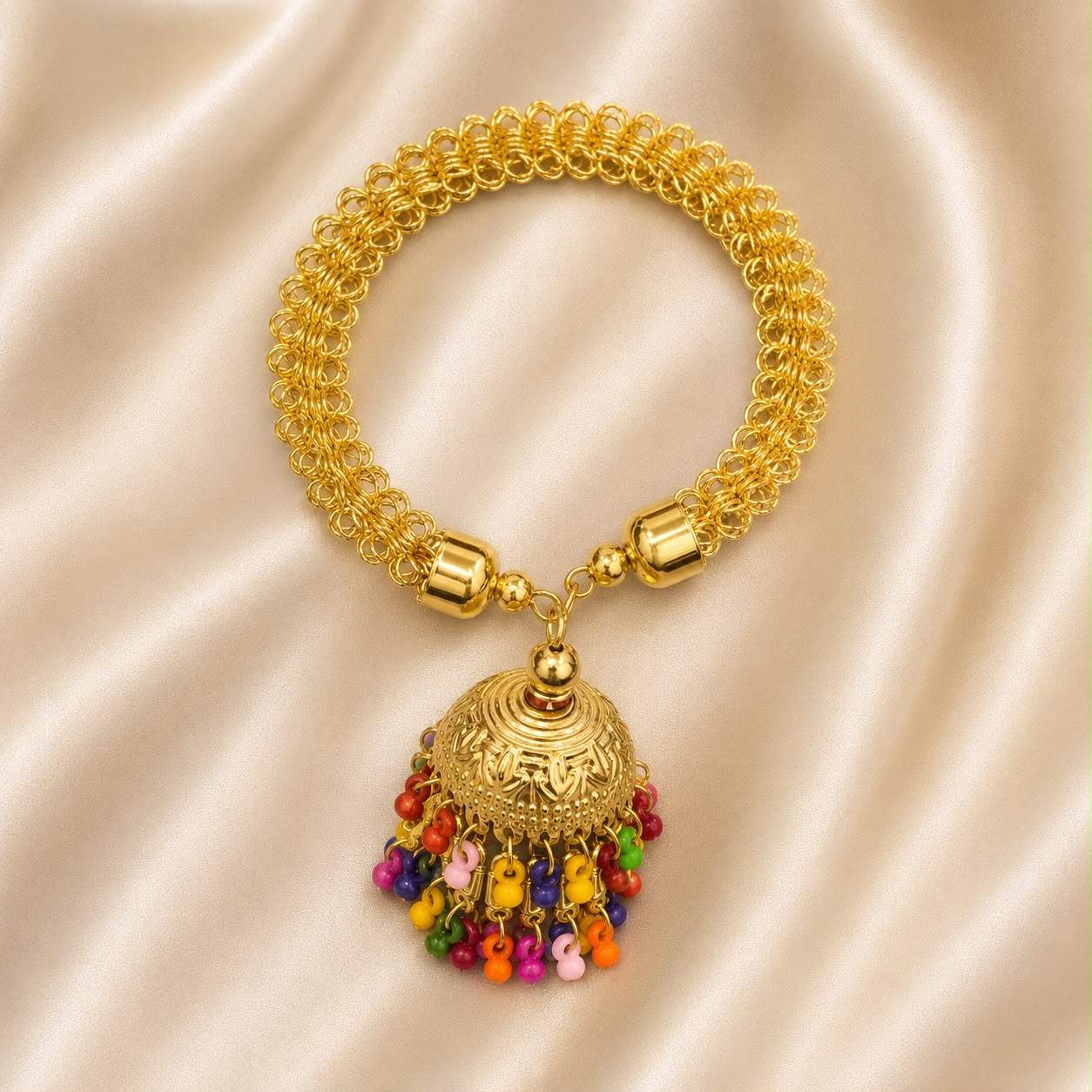 Traditional Gold Jhumki Bracelet for Women