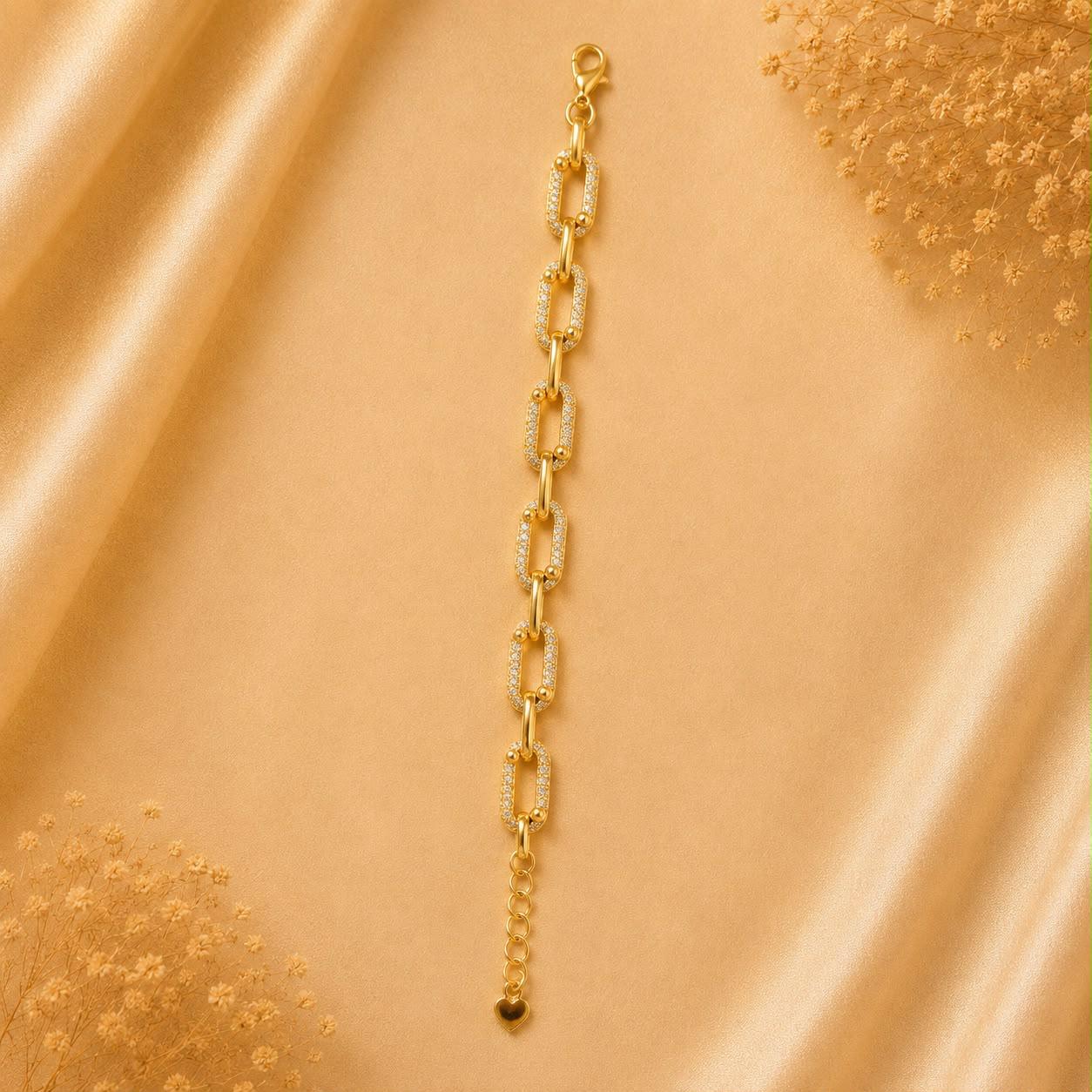 Product Name: Gold-Tone Crystal Link Bracelet