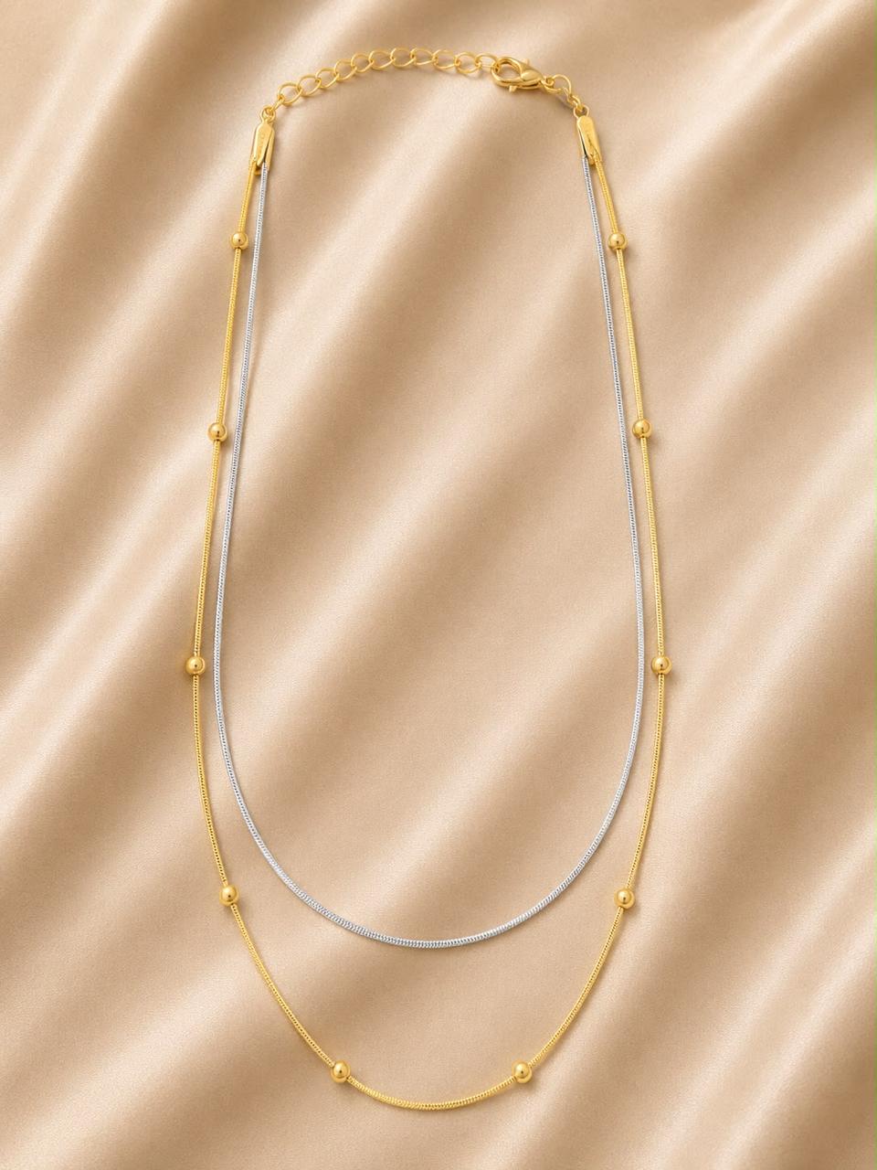 Product Details – Dual Tone Layered Beaded Necklace