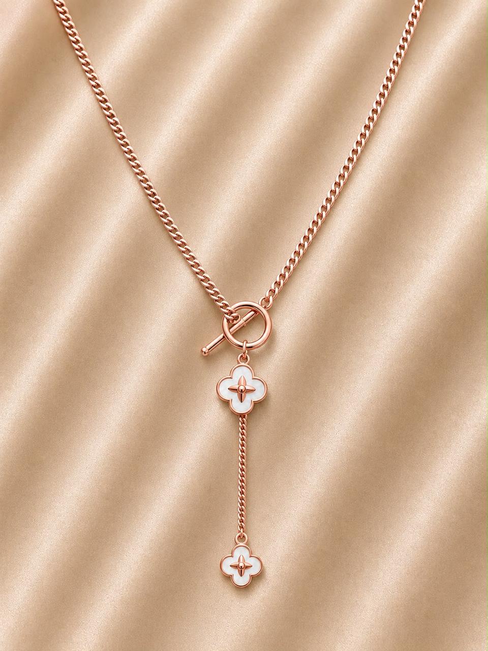 Product Name: Rose Gold Clover Y-Necklace