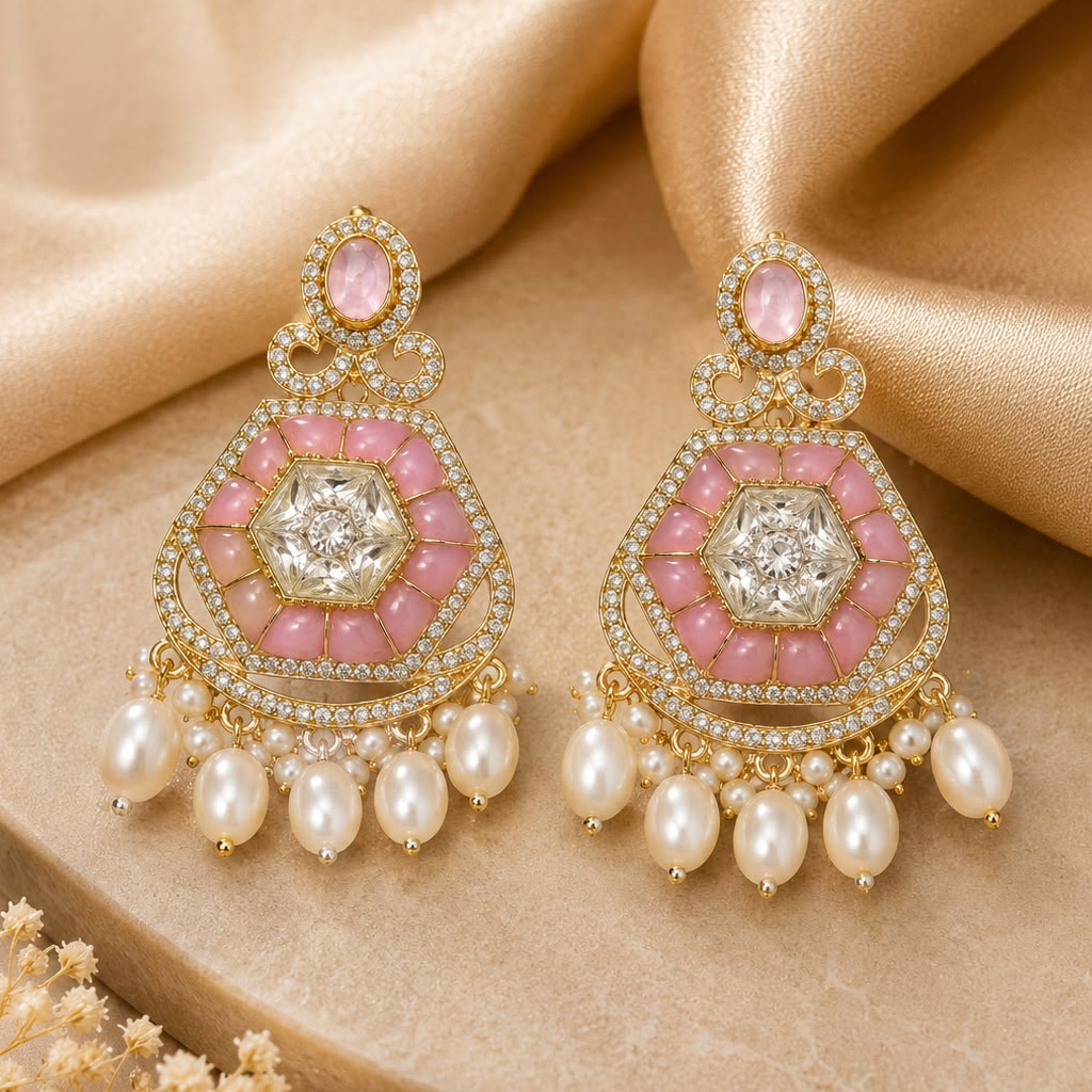 Blush Pink Pearl Statement Earrings