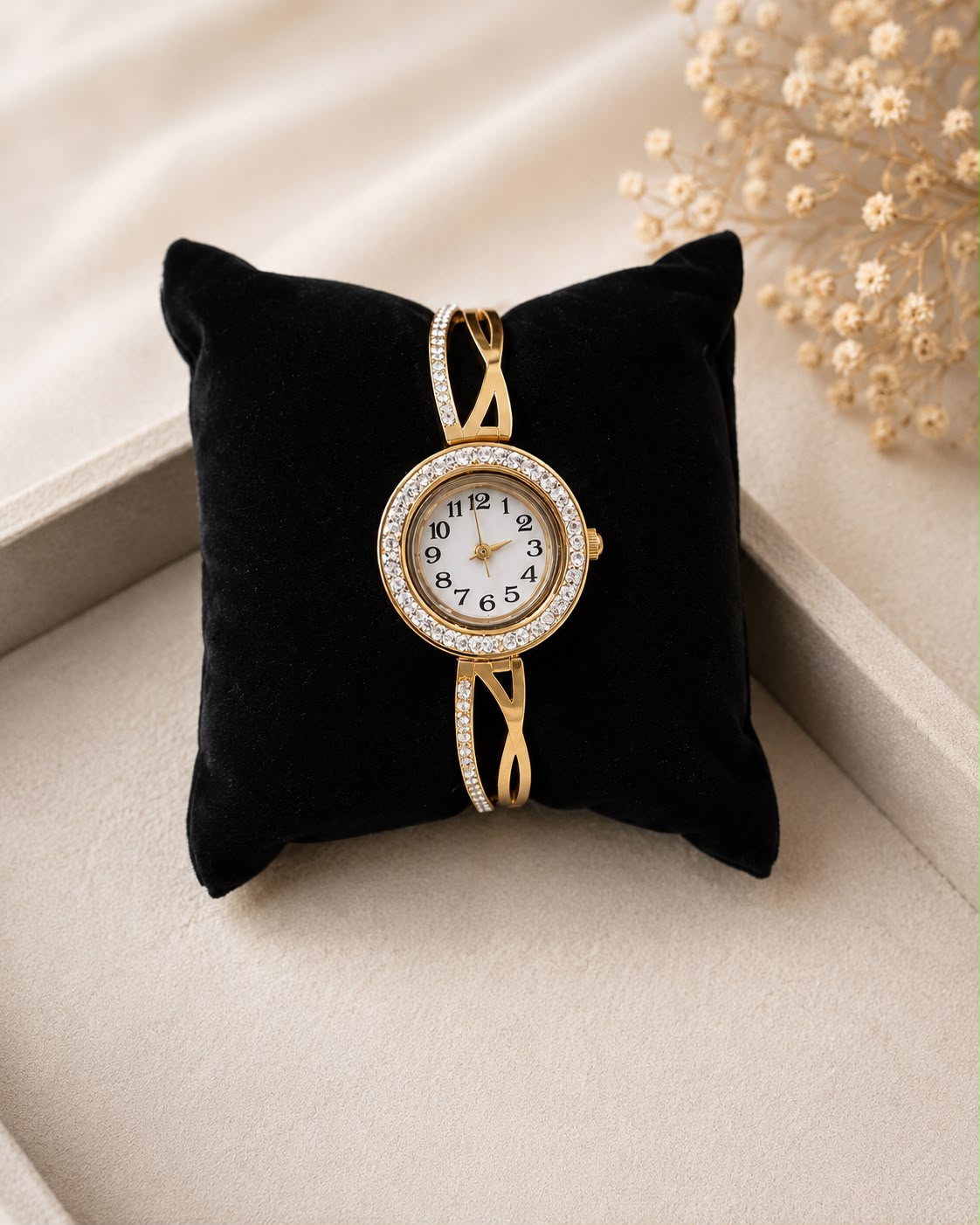 Golden Crystal Bracelet Watch for Women