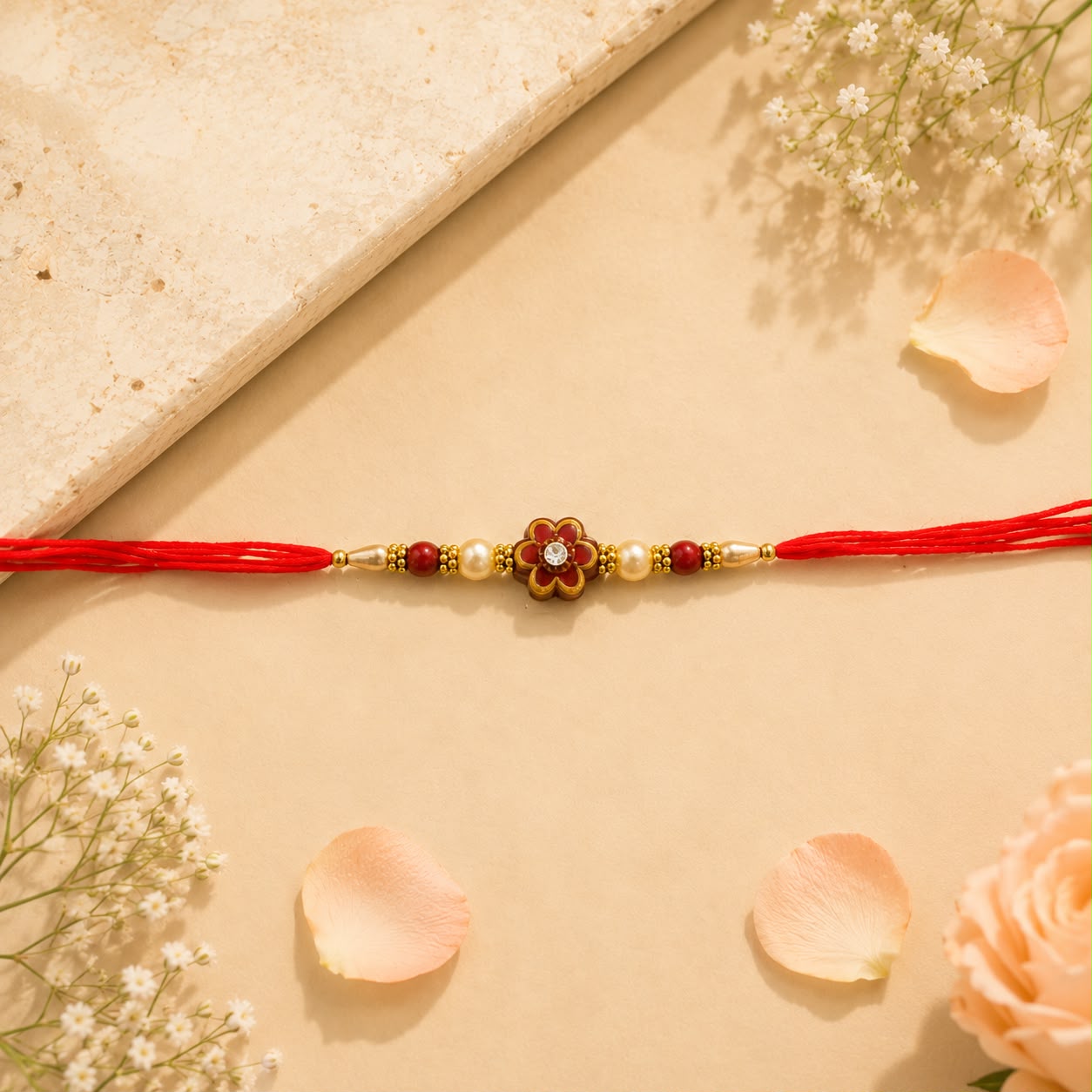 Floral Pearl Designer Rakhi