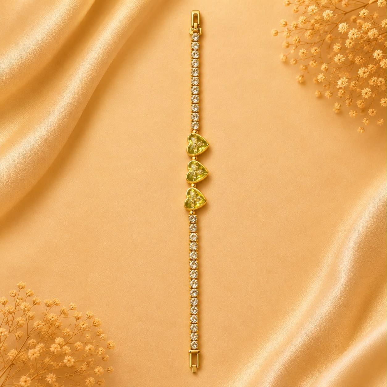 Product Name: Golden Triple Heart Crystal Bracelet