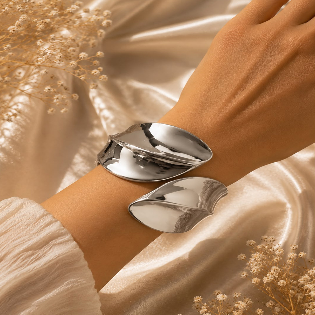 Elegant Silver Hand Cuff Bracelet