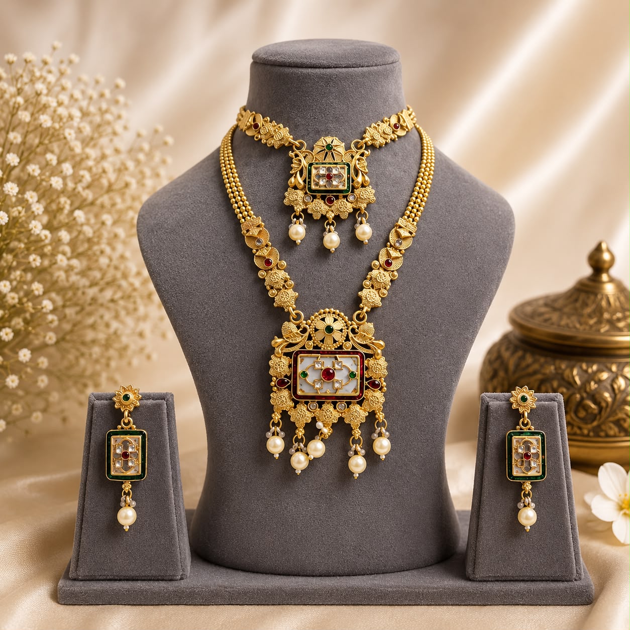 Royal Heritage Kundan Long Necklace Set