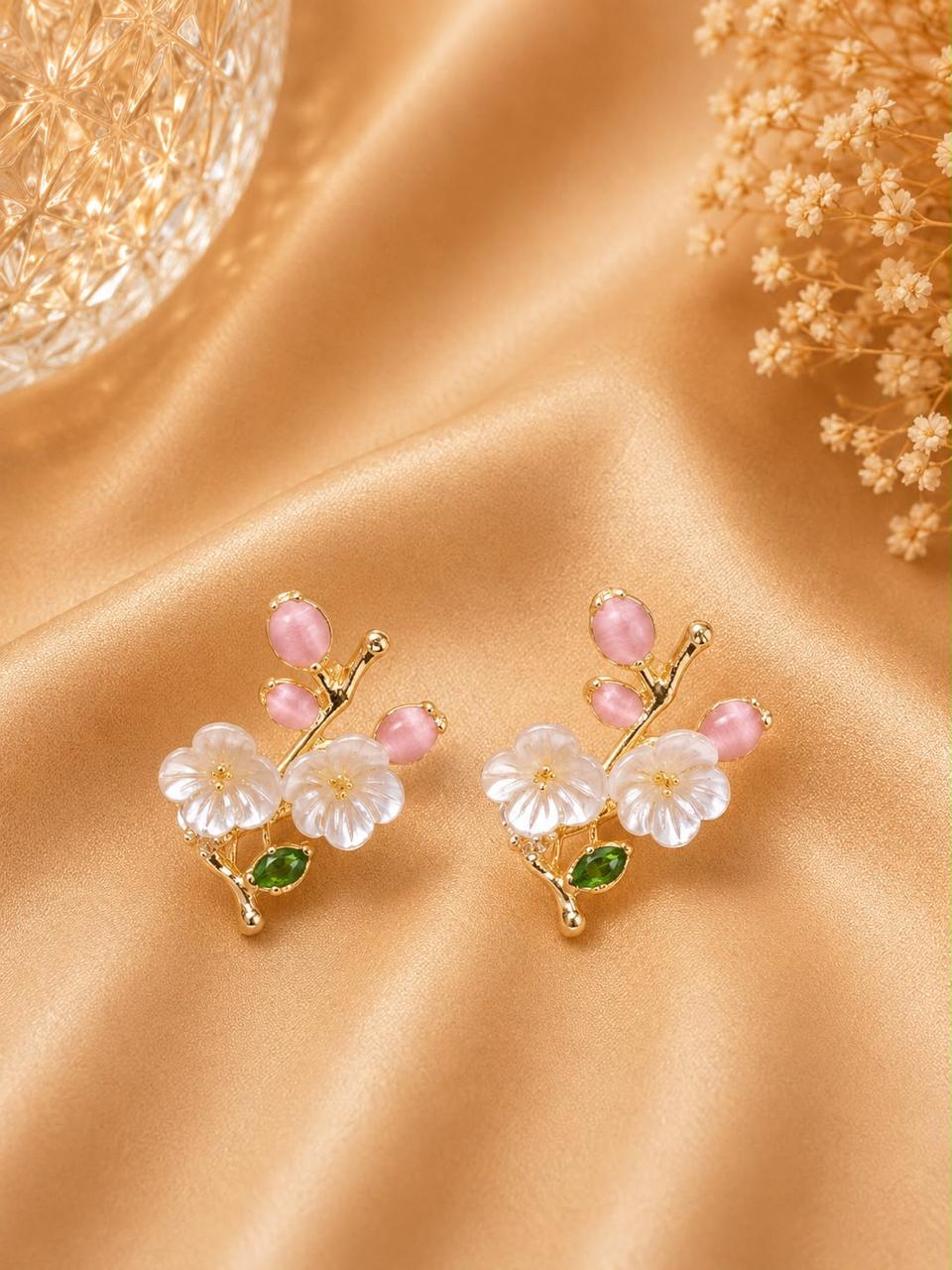 Pink Blossom Floral Earrings