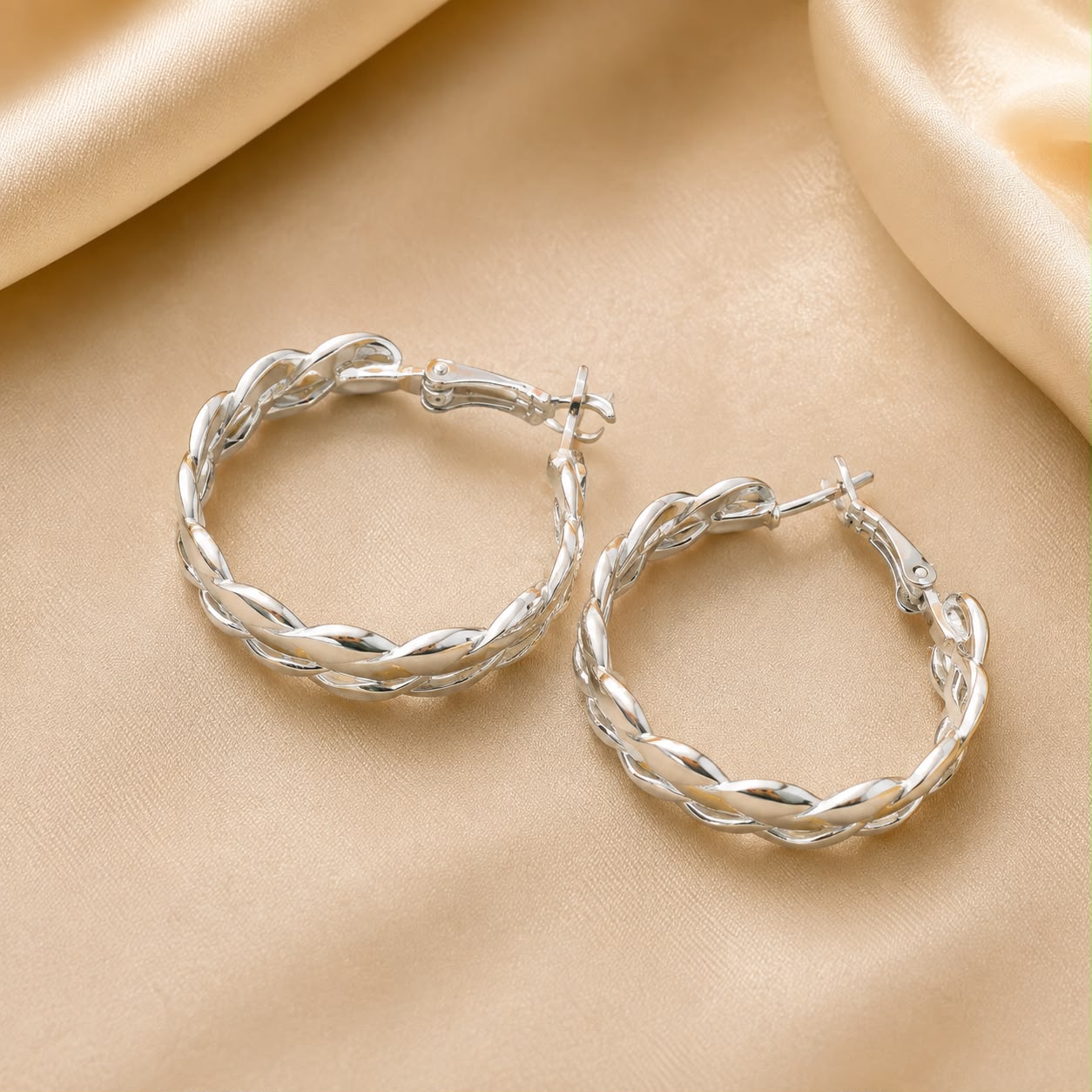 Silver-Tone Twisted Hoop Earrings