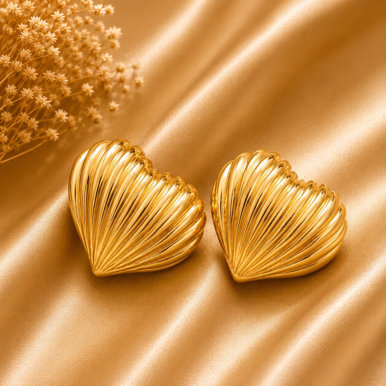 Golden Seashell Statement Stud Earrings